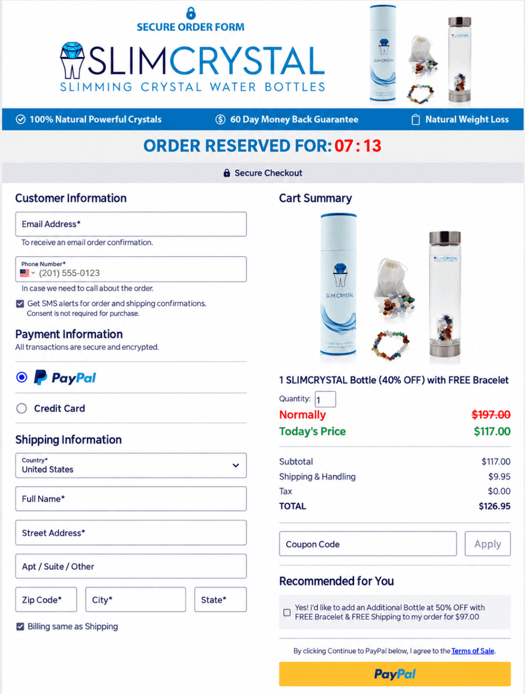 SlimCrystal checkout page 